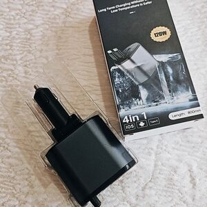 4-in-1 Car Charger Adapter - Black